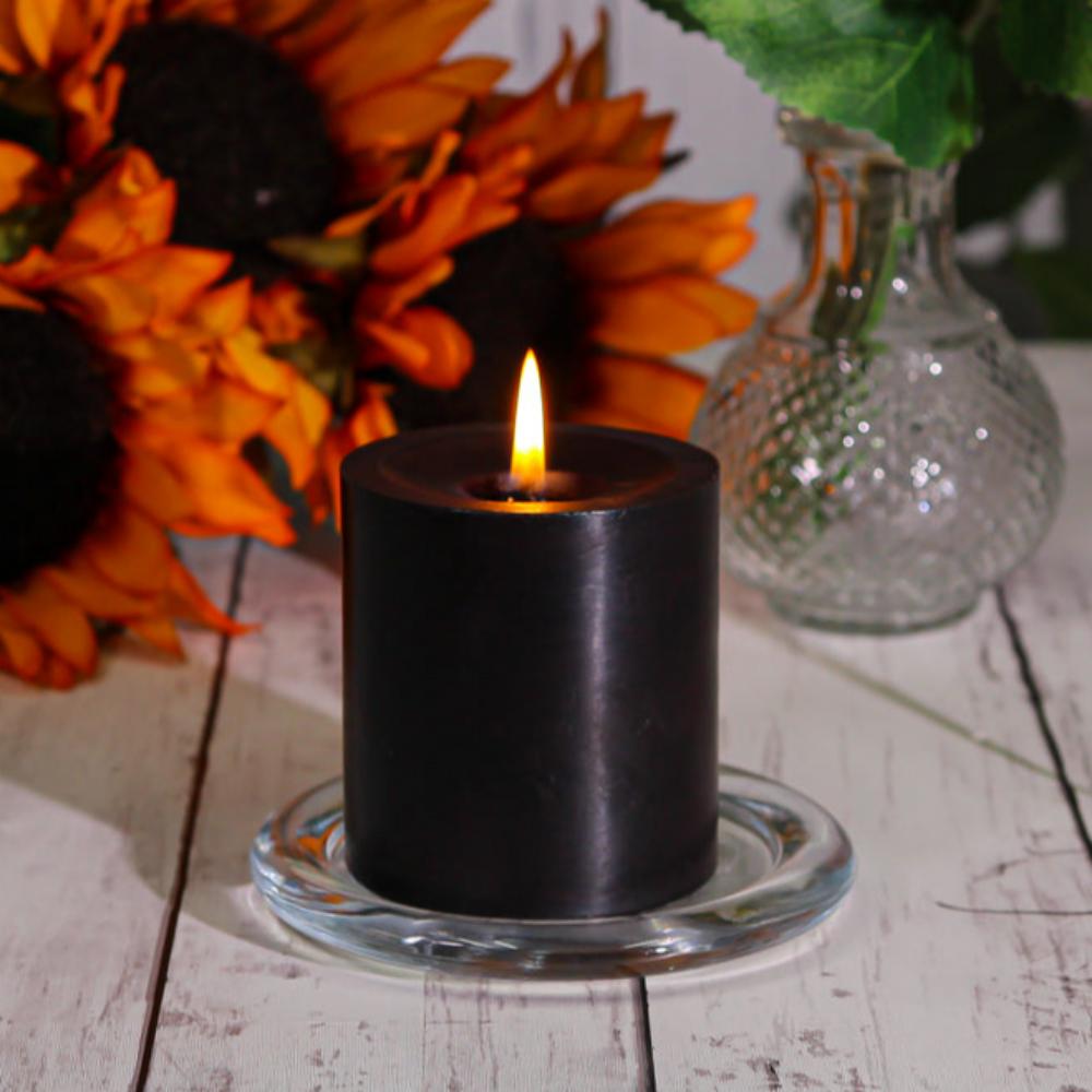 Black Pillar Candle 3"x3"