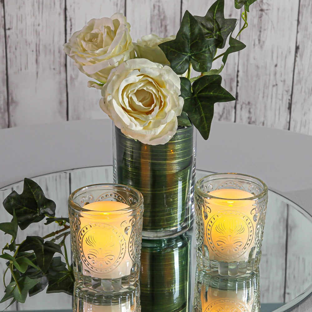 Richland Textured Glass Holders and LED Votive Candles Set of 48