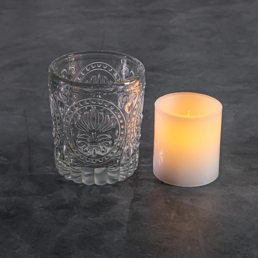 Richland Textured Glass Holders and LED Votive Candles Set of 48