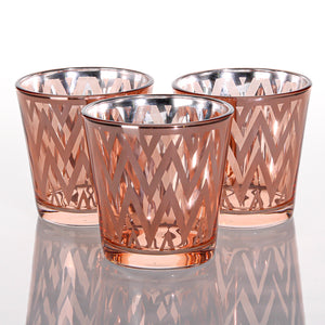 Richland Rose Gold Chevron Glass Holder - Medium