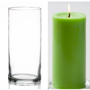 Richland Pillar Candle 6" & Eastland Cylinder Holder 7.5" inch Set of 12 (Choose your Color)