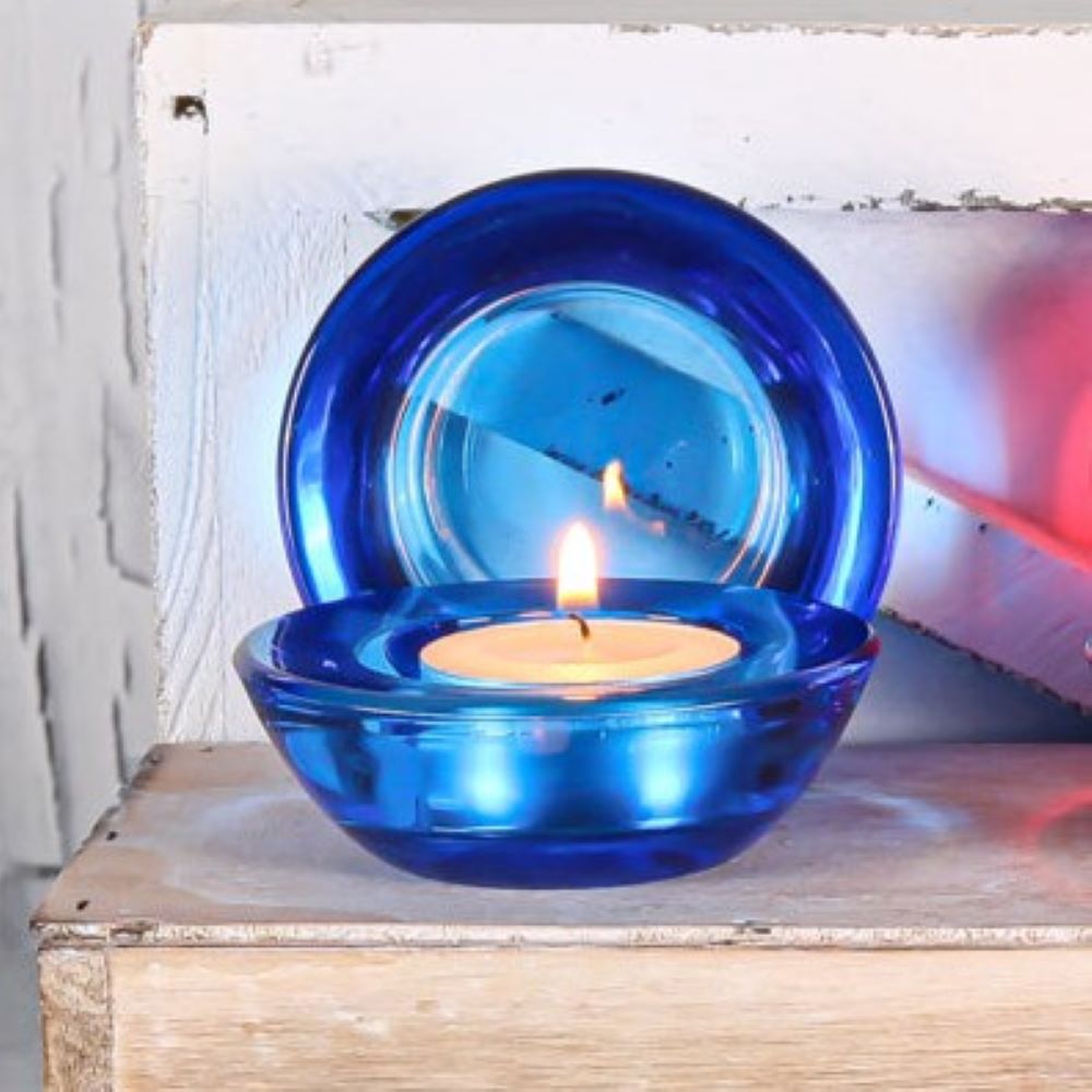 Eastland Chunky Tealight Candle Holder Blue