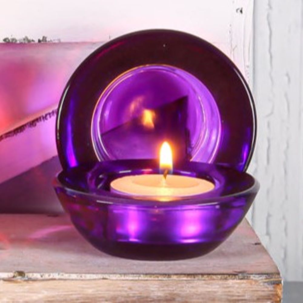 Eastland Chunky Tealight Candle Holder Purple