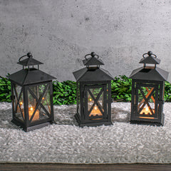 Richland Mini Tealight Lanterns Black Metal Set of 25