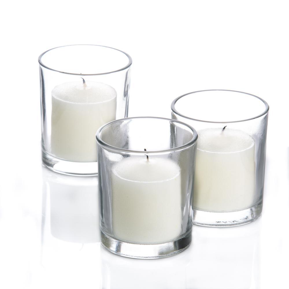 Richland Votive Candles & Eastland Clear Votive Holders Set of 72 - Light Ivory-Unscented Light Ivory-Unscented