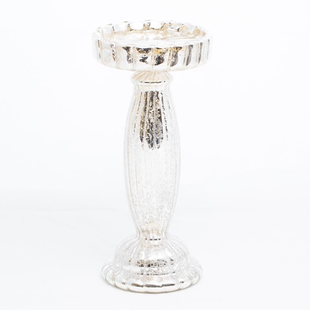 Richland Ribbed Unique Mercury Glass Pillar Candle Holder Set of 3