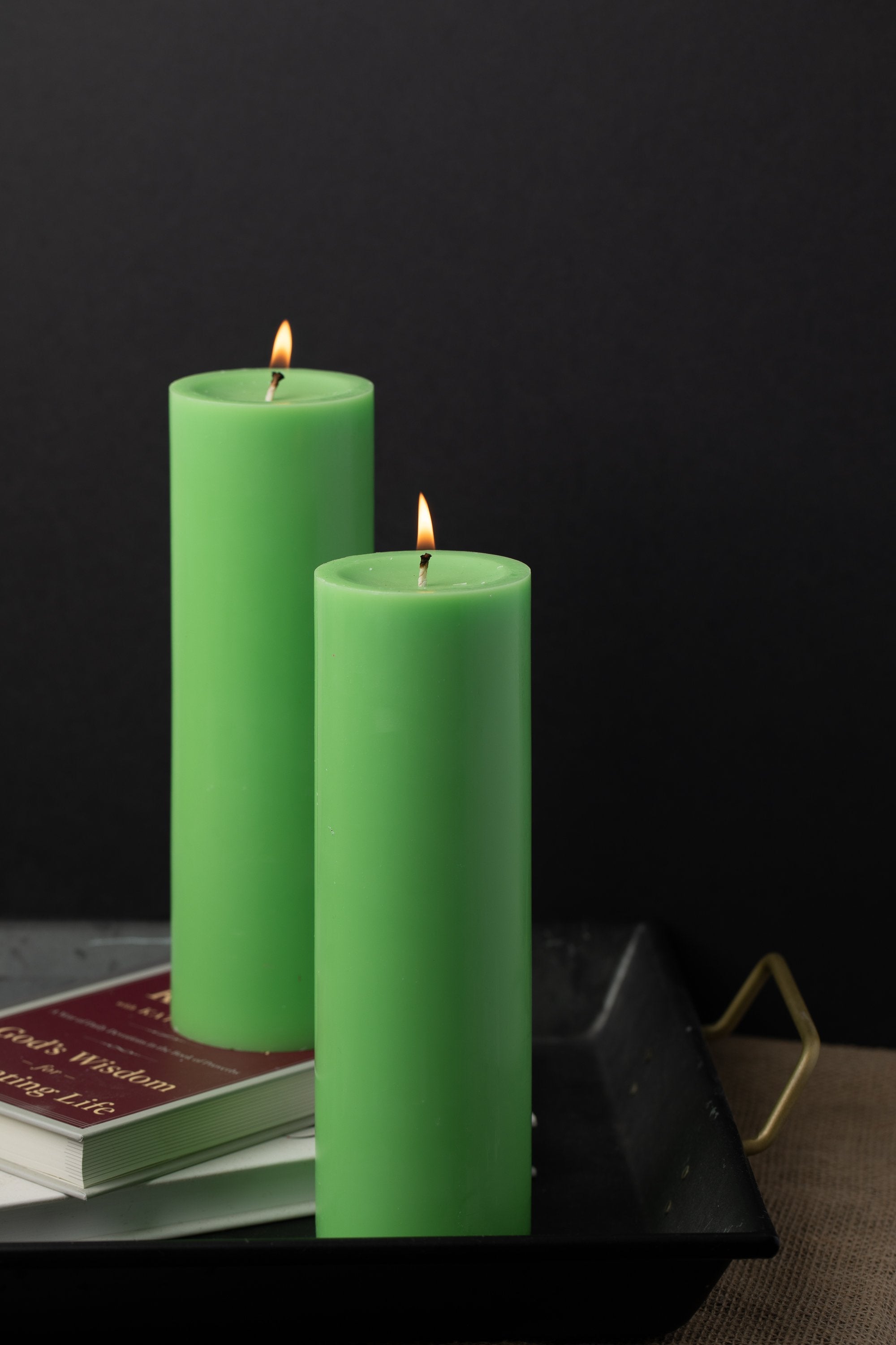 Richland Pillar Candles 3"x9" Green Set of 24