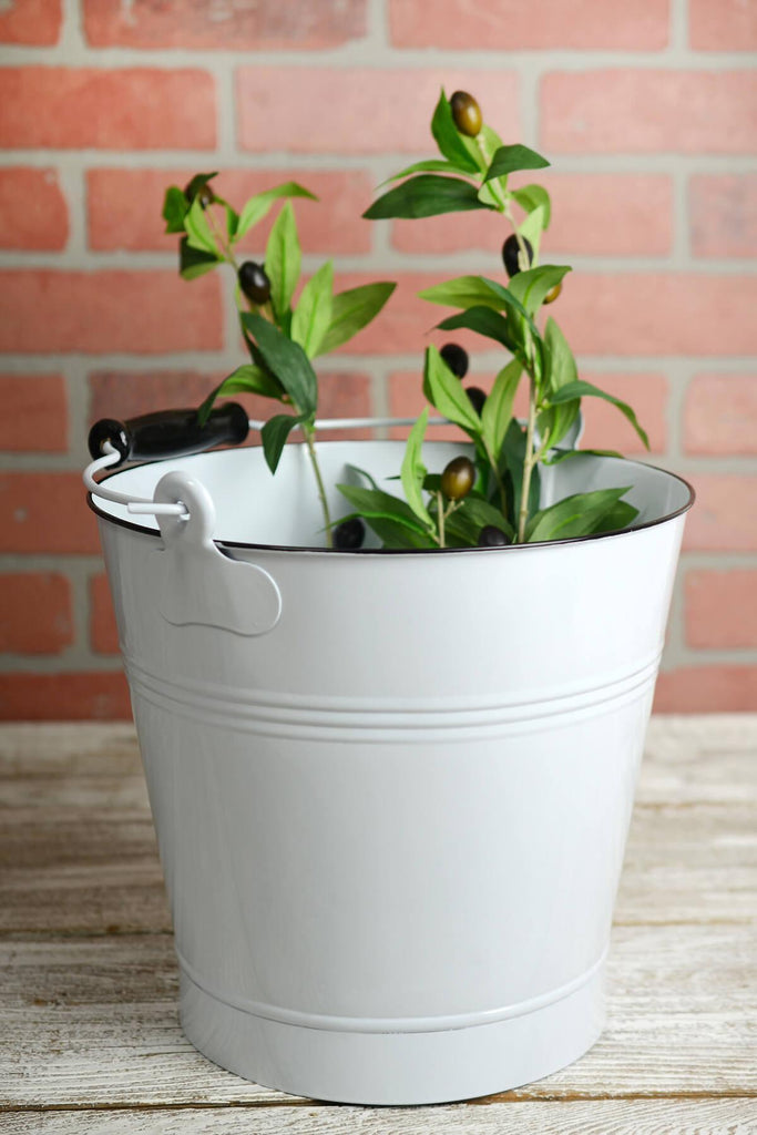 White Enamel WASH Laundry Bucket Handle 7 Tall x 8.5 W Kitchen