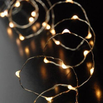 LED String Lights Amber Clear Cord 100ct 28ft, Multi Flicker Modes