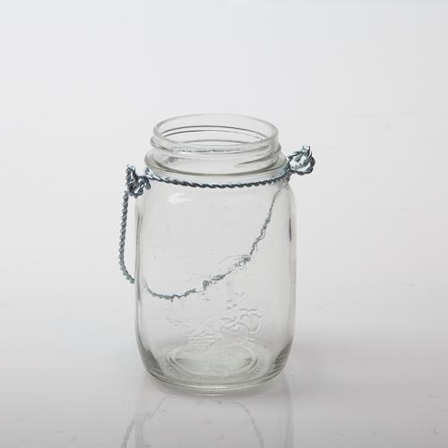 Richland Small Mercury Hanging Mason Jar with Clear Bead Handle - Rose Gold Set of 6