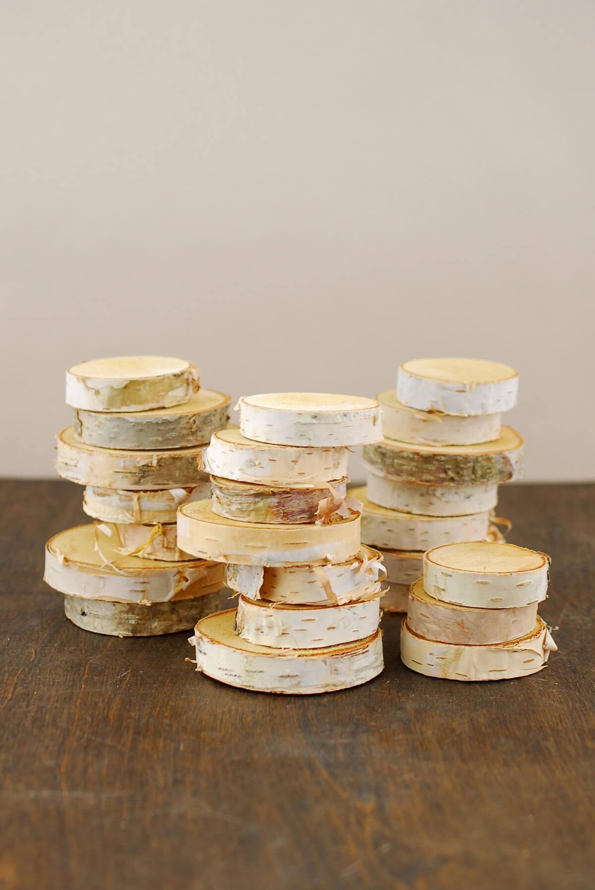 White Birch Tree Slices Natural Wood Circles Rustic Wood Rounds